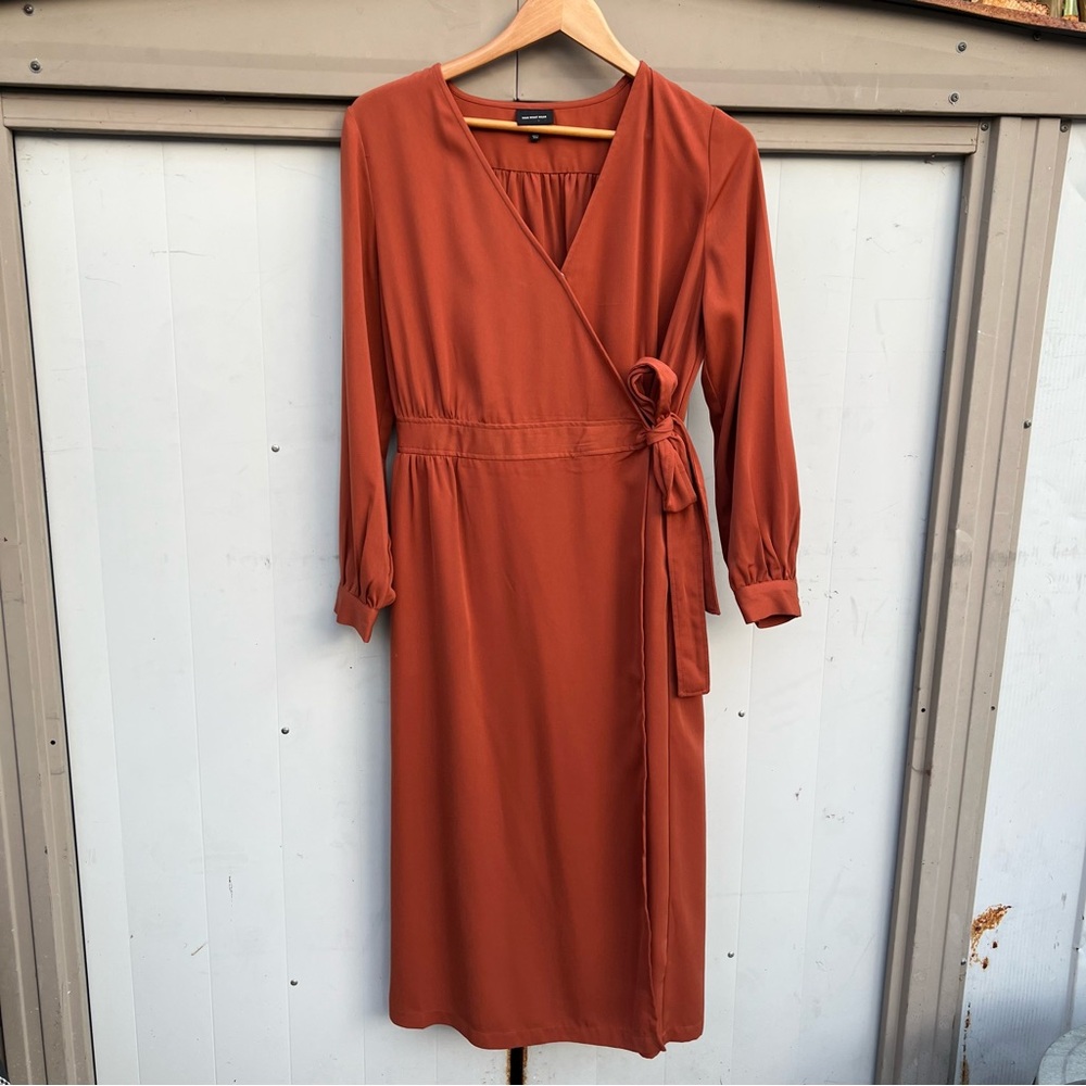 Who What Wear Terracotta Long Sleeve Dress